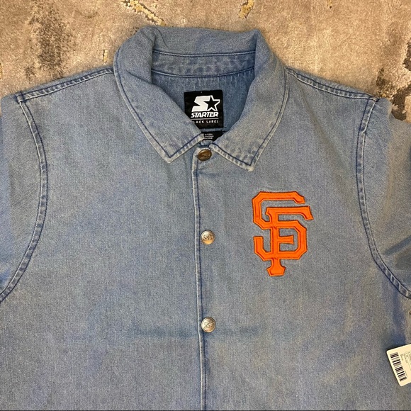 Starter San Francisco Giants Denim Button Jacket - Picture 3 of 8